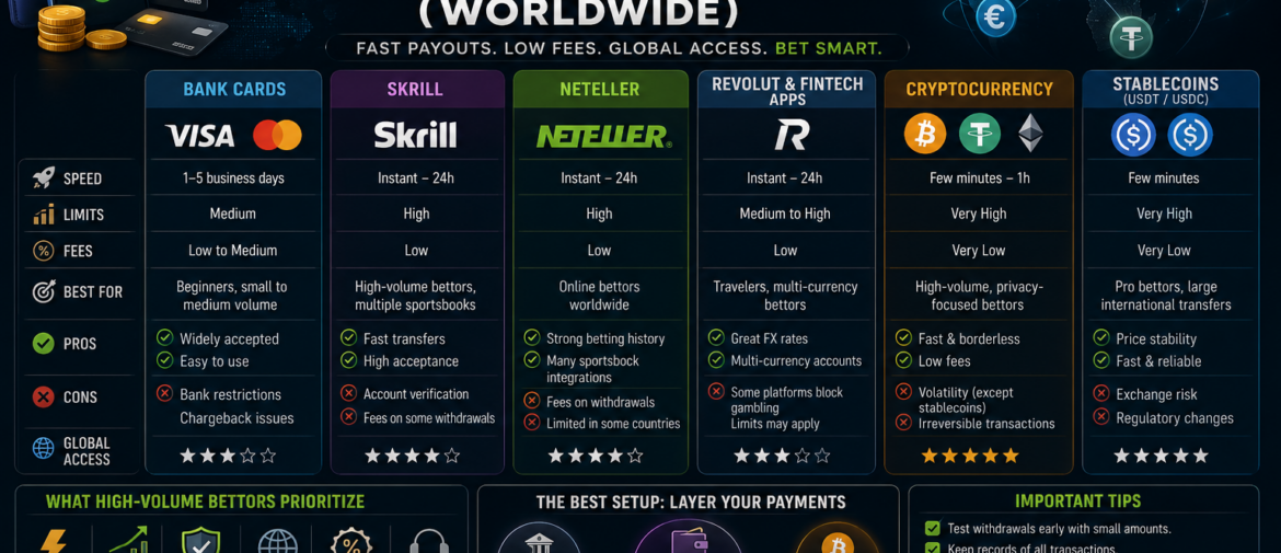 Best Payment Methods for High-Volume Bettors Worldwide