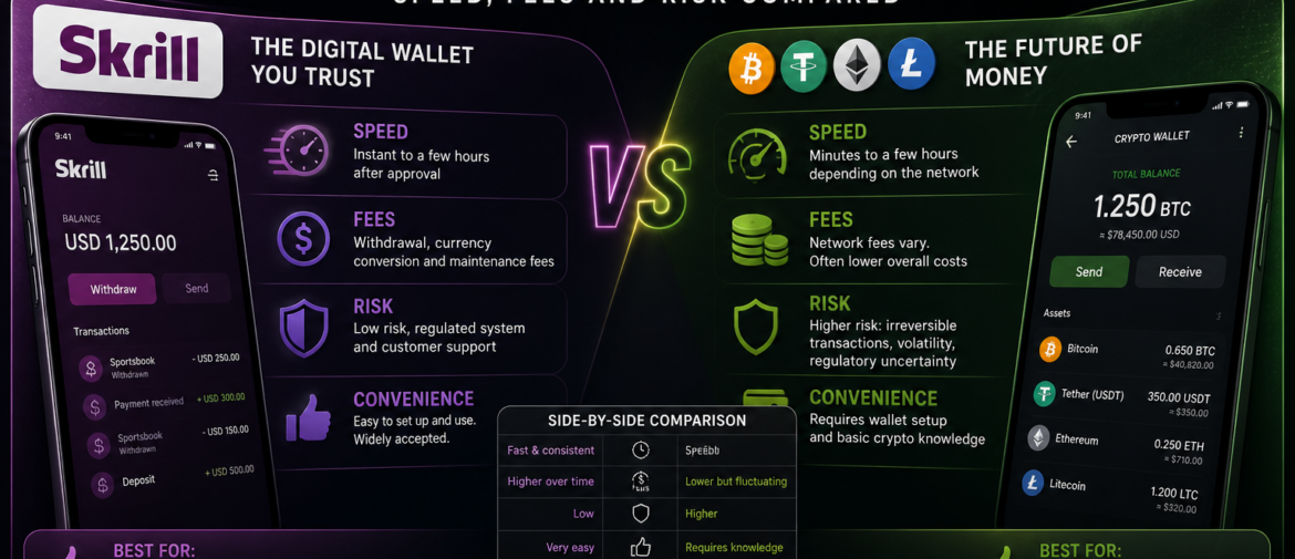 Skrill vs Crypto Withdrawals – Speed, Fees & Risk Compared
